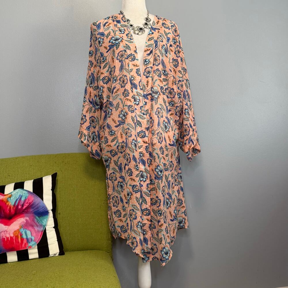 Sonoma Pink Blue Floral Lightweight Duster Shawl